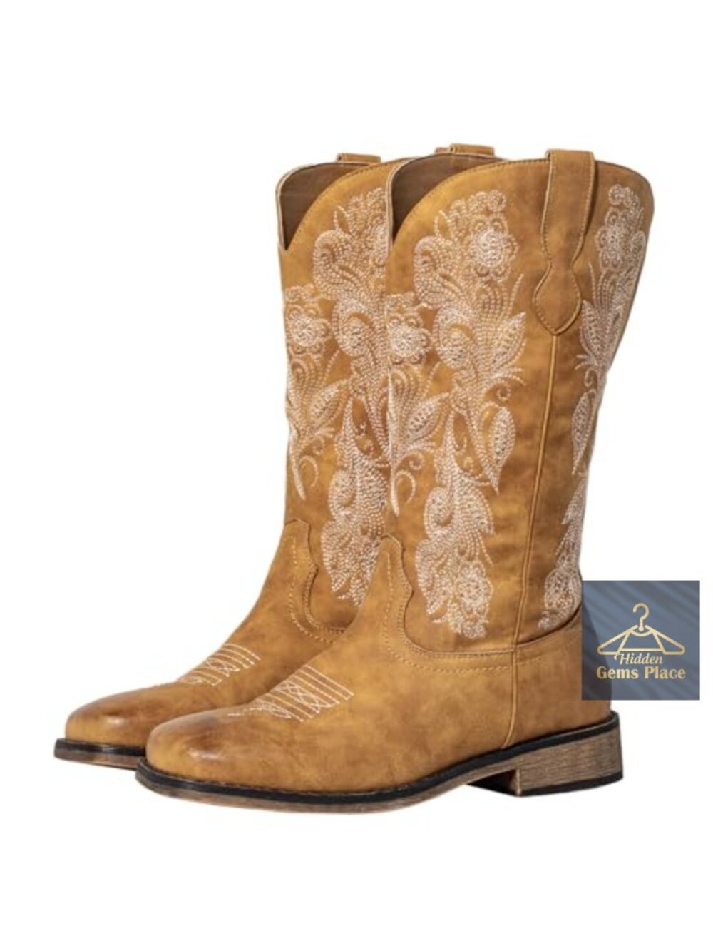 SheSole Wide Calf Western Cowboy Boots Women Square Toe